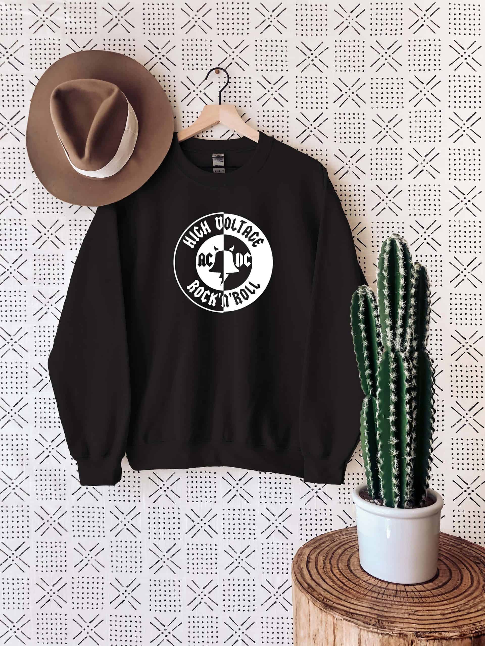 ACDC Sweatshirt, ACDC Band Sweatshirt, Rock and Roll Sweatshirt, ACDC Gift, Malcolm and Angus, Blue rock Shirt, Heavy metal Shirt, Hard Rock Funny Shirts For Men