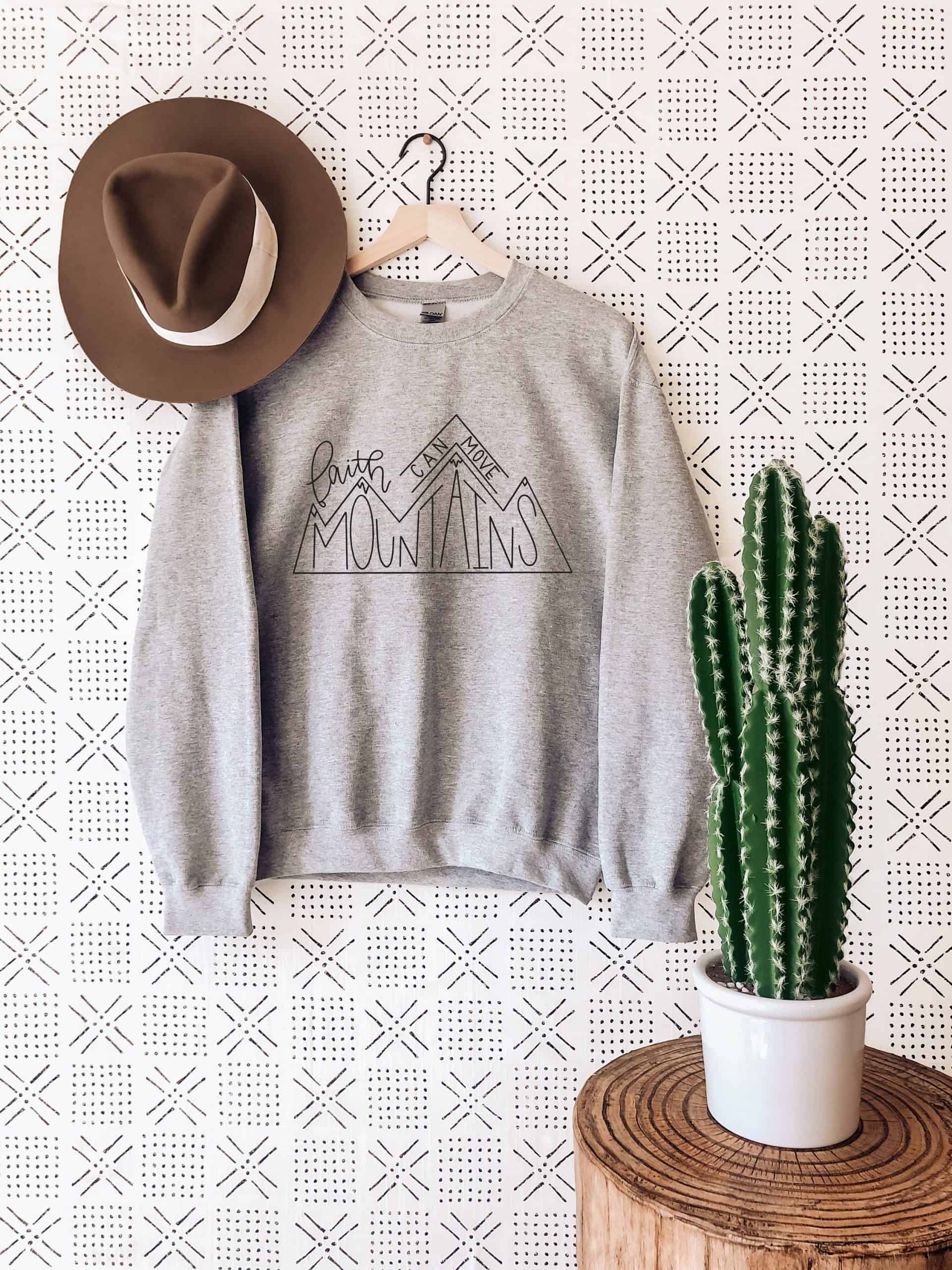 Faith Can Move Mountains Sweatshirt, Religious Sweat, Christian Sweater, Motivational Sweatshirt, Bible Verse Sweat, Jesus Sweatshirt