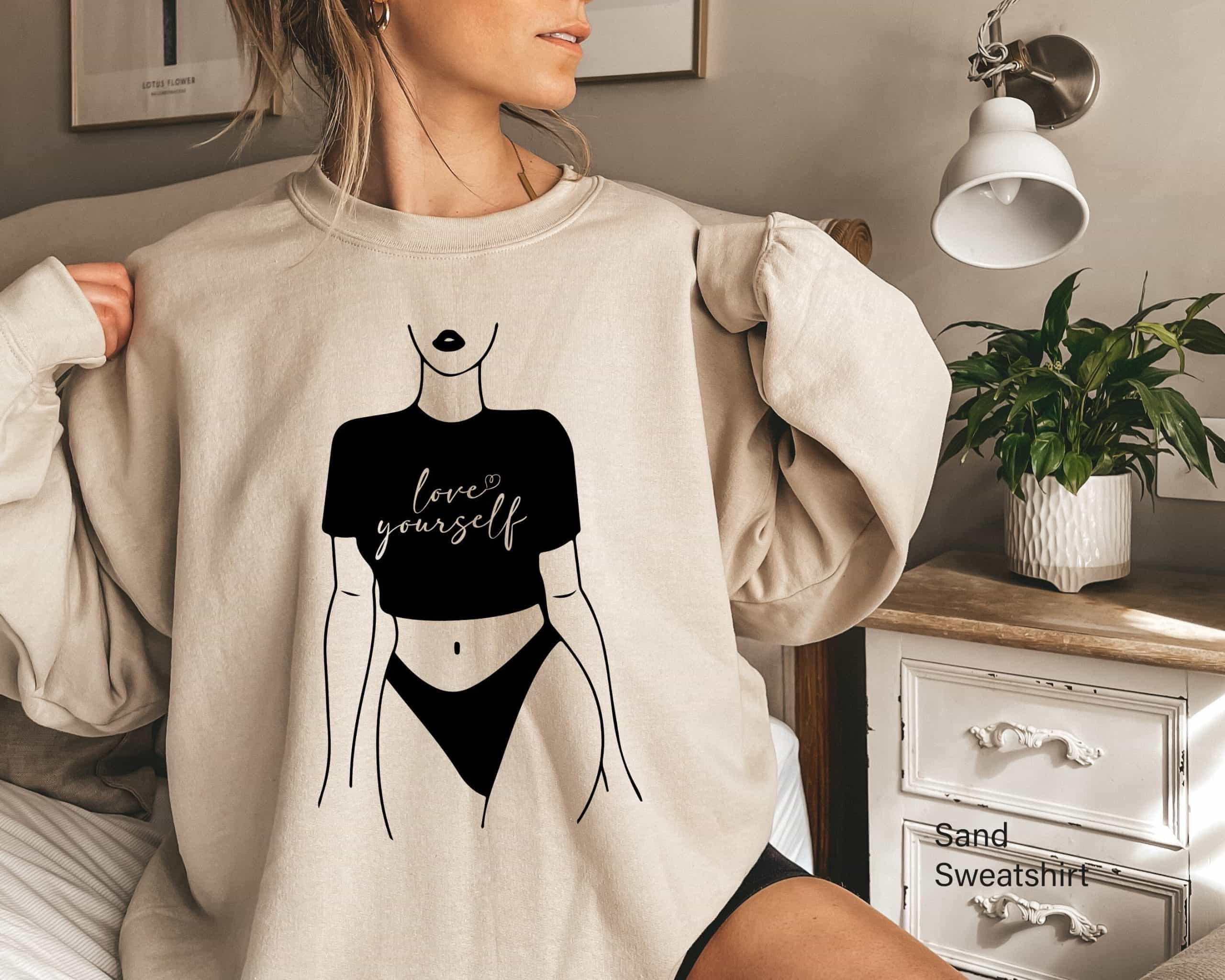 Love Yourself Sweatshirt, Fashion Silhouette Shirt, Fashion Hoodie, Love Shirt, Valentine Day Gifts, Heart Shirt