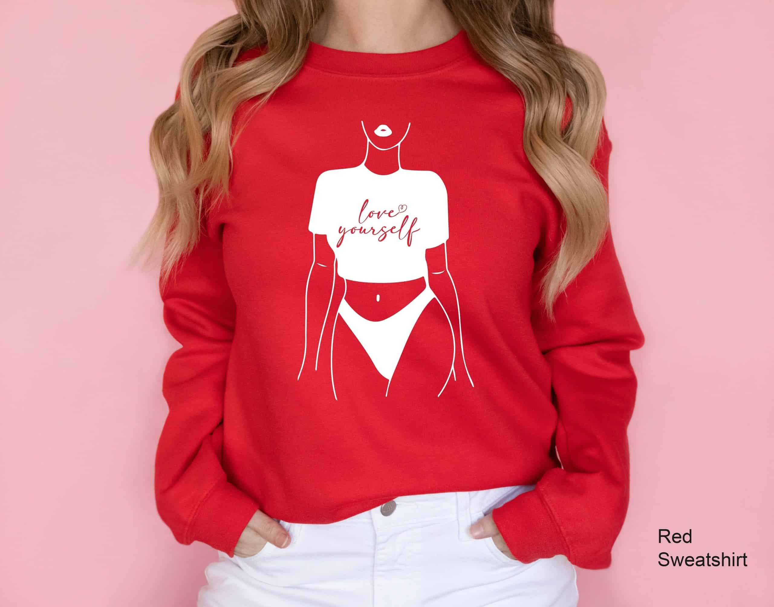 Love Yourself Sweatshirt, Fashion Silhouette Shirt, Fashion Hoodie, Love Shirt, Valentine Day Gifts, Heart Shirt