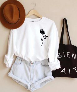 Rose Flowers sweatshirt, pocket top floral gifts, flower tees, rose gifts, women graphic tshirt, Unisex tshirt, women shirt, girls gift