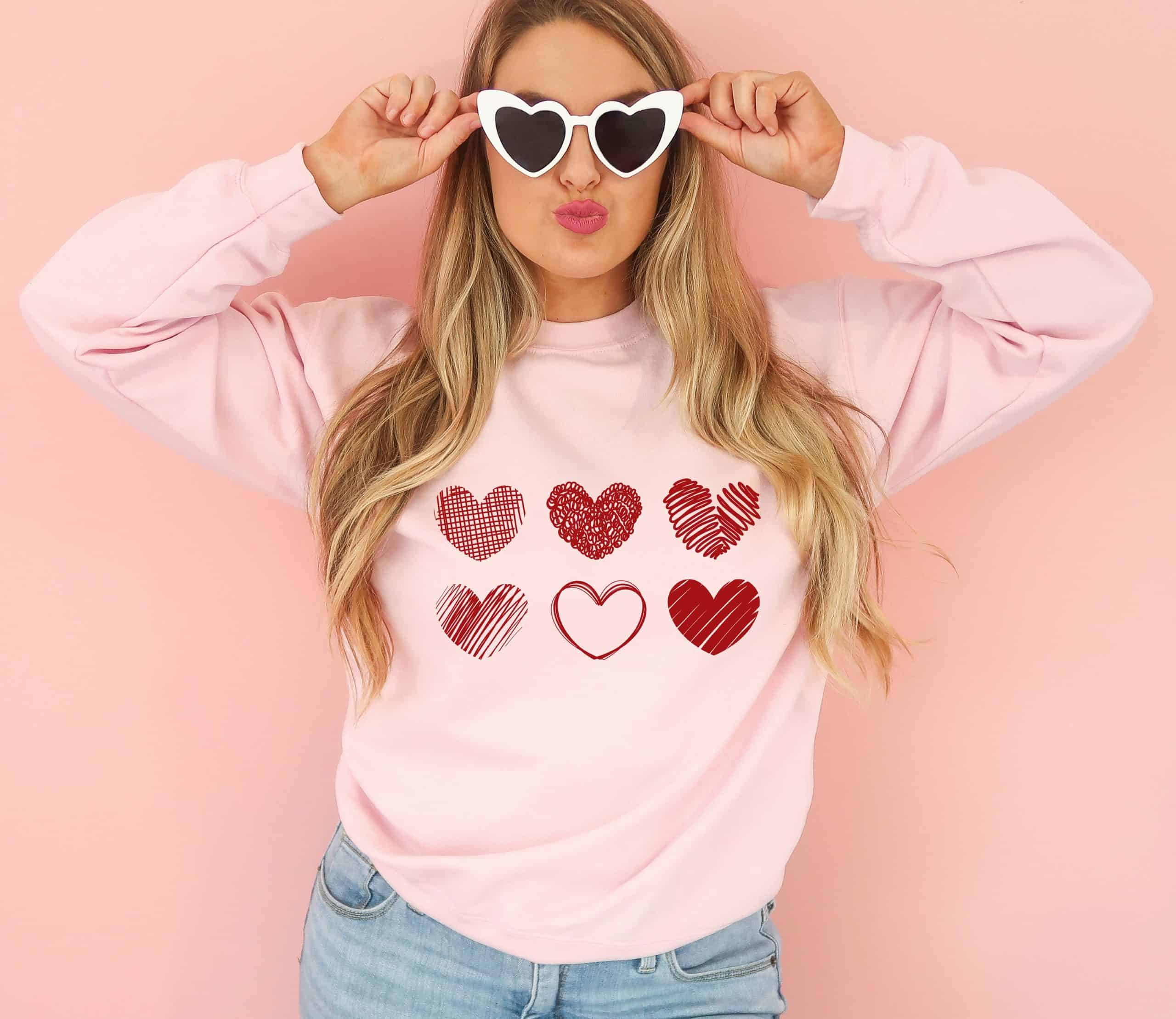 Valentines Day Sweatshirt, Heart Shirt, Valentines Day Shirts For Women, Cute Heart T-shirt, Valentines Day Shirt,Cute Valentine Shirt