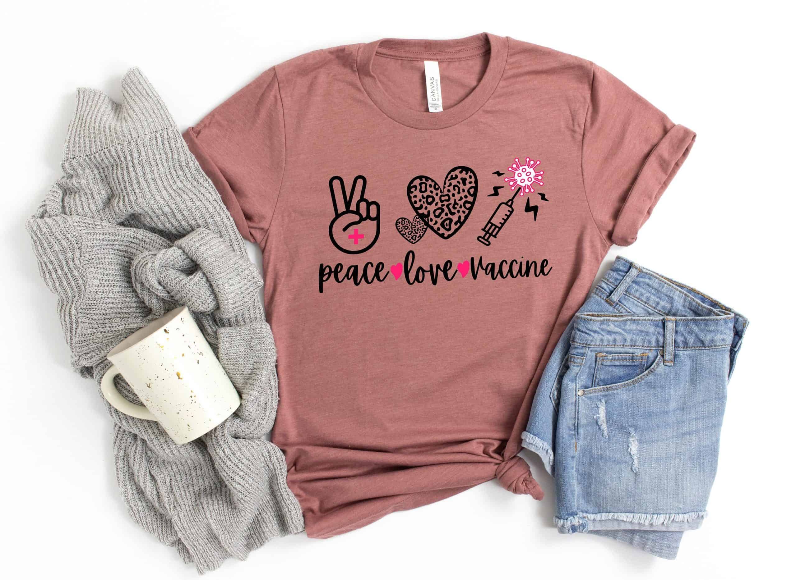 Peace love vaccinate Shirt,Quarantine Valentines,Valentines Day Shirt For Woman,Heart Shirt,Cute Valentine Shirt,Shirt,Valentines Day