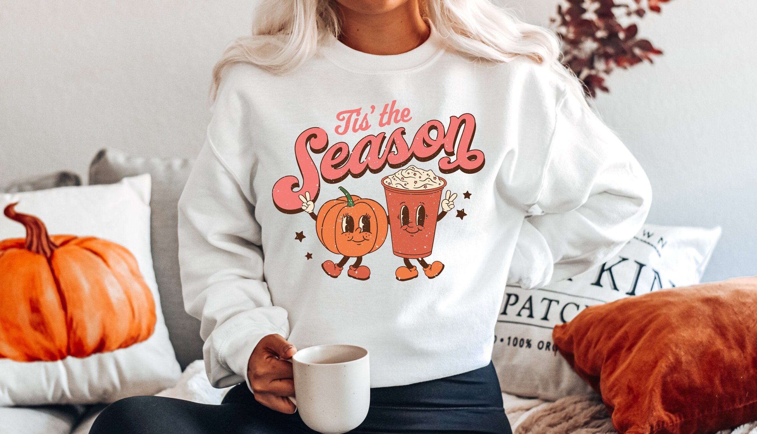 Tis The Season Halloween Sweatshirt, Spooky Mom Shirt, Vintage Sweater, Mama Shirt, Womens Cute Pumpkin Halloween Sweater